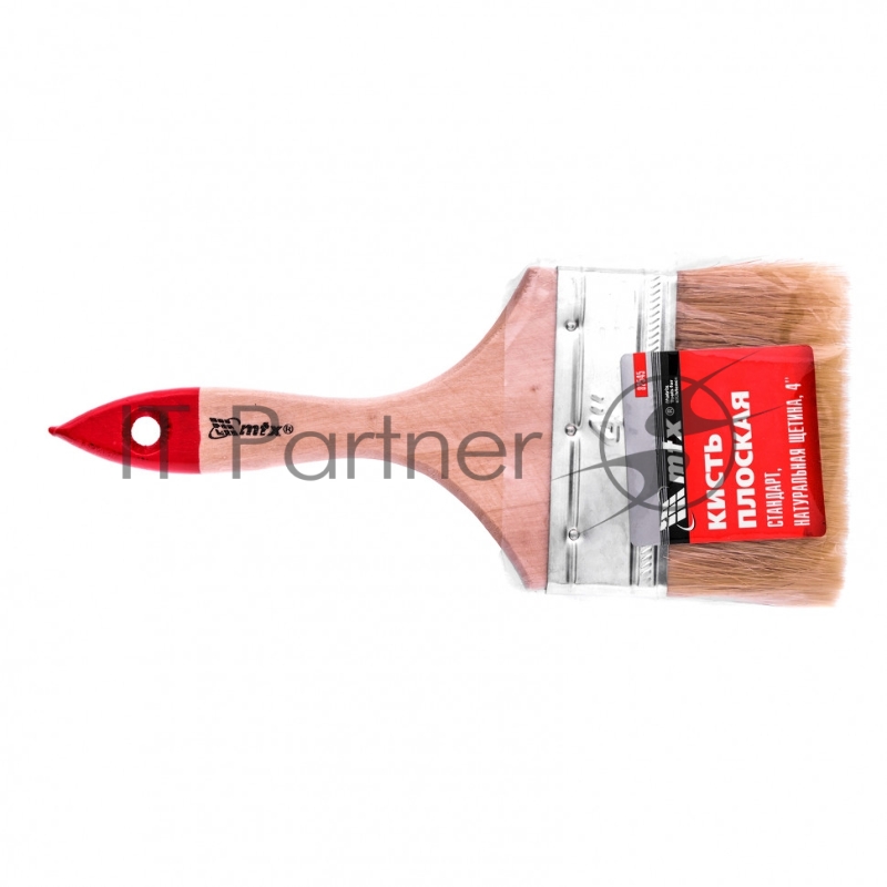 Кисть плоская Стандарт 4 (100 мм), натуральная щетина, деревянная ручка// MTX