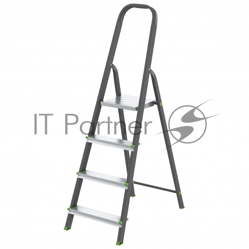 Стремянка, 4 ступени, стальной профиль, алюминиевые ступени, Россия // Сибртех