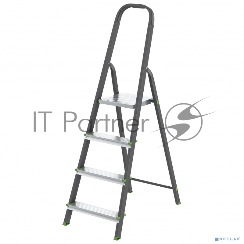 Стремянка, 4 ступени, стальной профиль, алюминиевые ступени, Россия // Сибртех