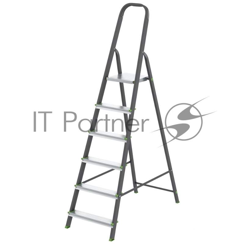 Стремянка, 6 ступеней, стальной профиль, алюминиевые ступени, Россия // Сибртех