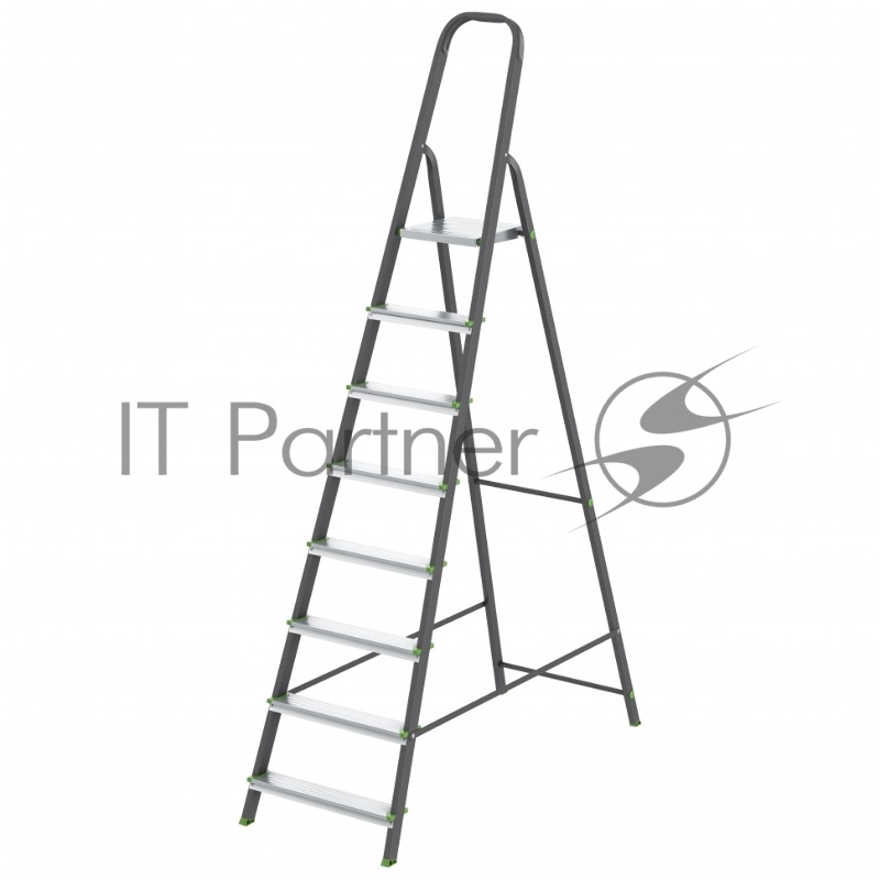 Стремянка, 8 ступеней, стальной профиль, алюминиевые ступени, Россия // Сибртех