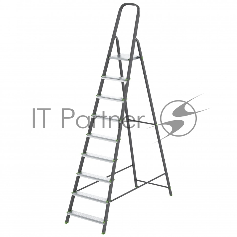 Стремянка, 9 ступеней, стальной профиль, алюминиевые ступени, Россия // Сибртех