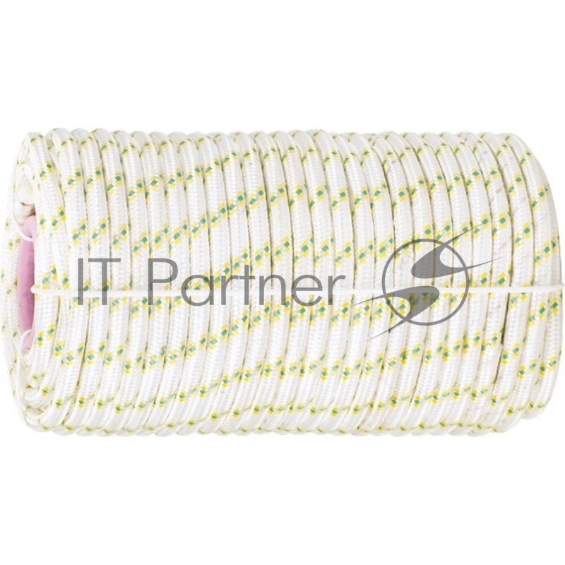 Фал плетёный капроновый с серд., 8 мм, L 100 м, 16-прядный, Россия// Сибртех