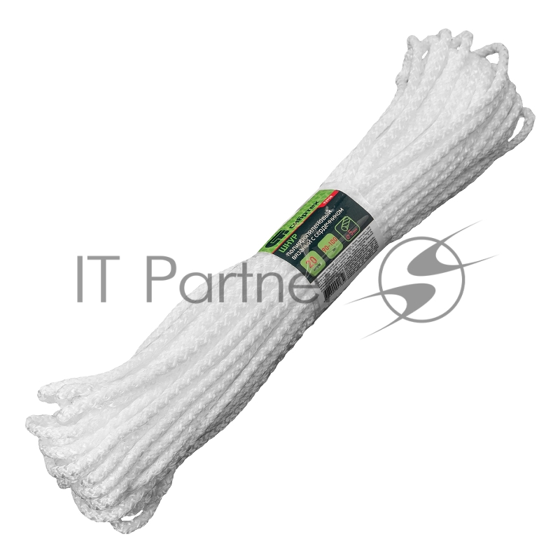 Шнур вязаный полипропиленовый с серд. белый, 5 мм, L20 м , Россия// Сибртех