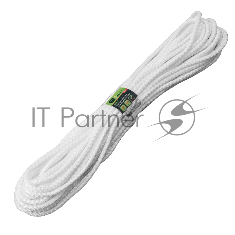 Шнур вязаный полипропиленовый с серд. белый, 7 мм, L20 м, Россия// Сибртех