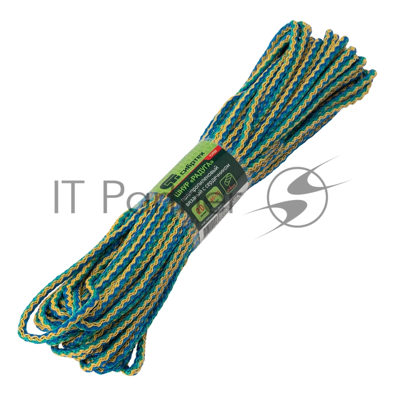 Шнур вязаный полипропиленовый с сердечником, разноцветный, 4 мм, L 20 м, Россия// Сибртех