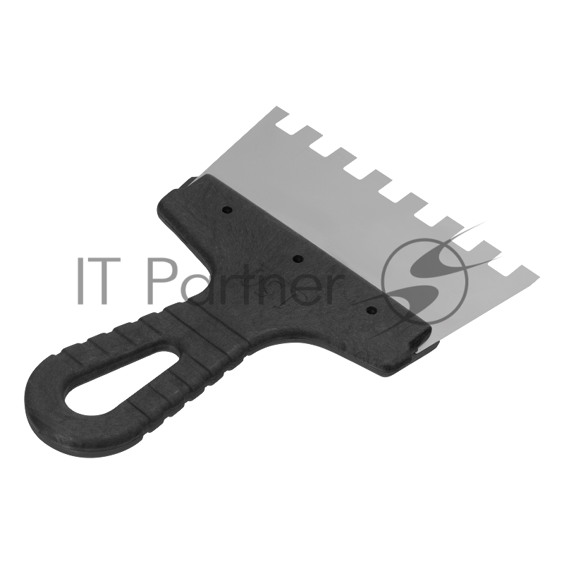 Шпатель из нержавеющей стали, 150 мм, зуб 10х10 мм, пластмассовая ручка// Сибртех