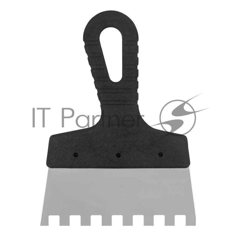 Шпатель из нержавеющей стали, 150 мм, зуб 10х10 мм, пластмассовая ручка// Сибртех