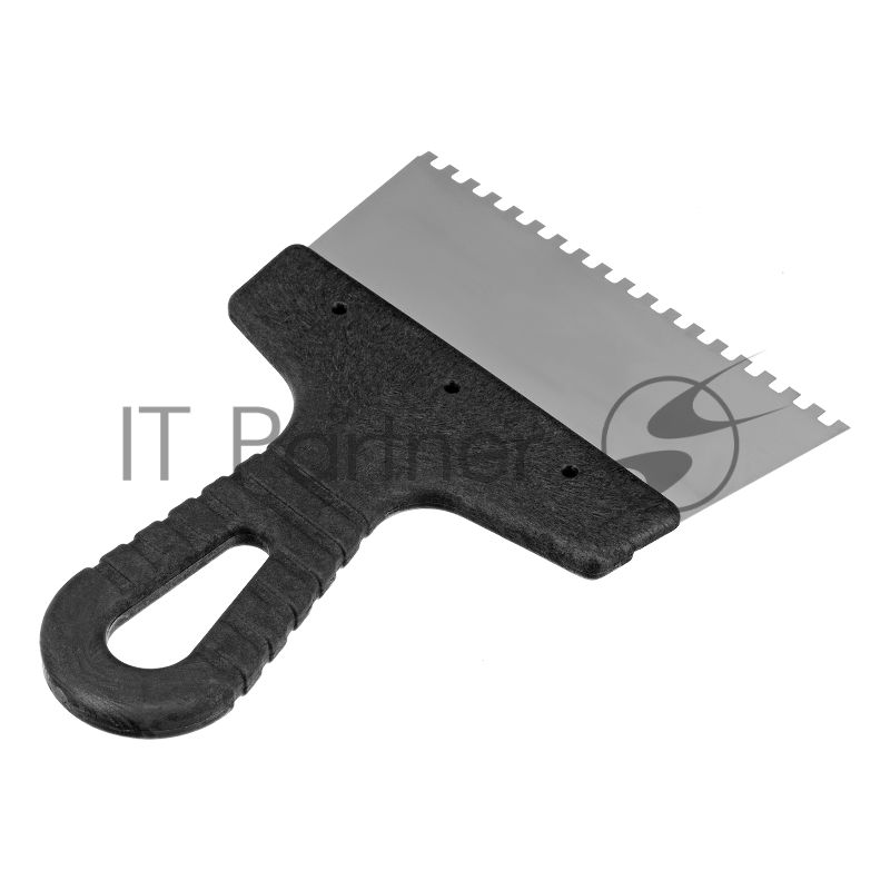 Шпатель из нержавеющей стали, 150 мм, зуб 4х4 мм, пластмассовая ручка// Сибртех