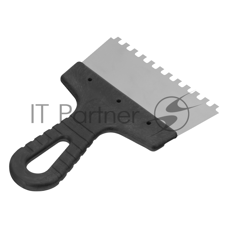 Шпатель из нержавеющей стали, 150 мм, зуб 6х6 мм, пластмассовая ручка// Сибртех