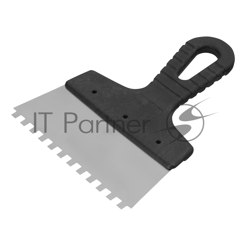 Шпатель из нержавеющей стали, 150 мм, зуб 6х6 мм, пластмассовая ручка// Сибртех