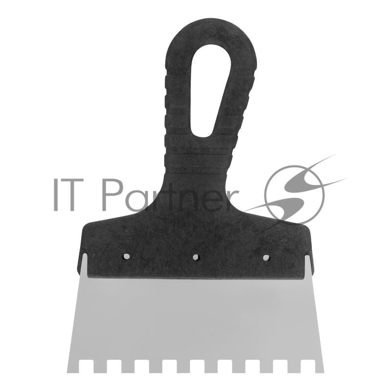 Шпатель из нержавеющей стали, 150 мм, зуб 8х8 мм, пластмассовая ручка// Сибртех