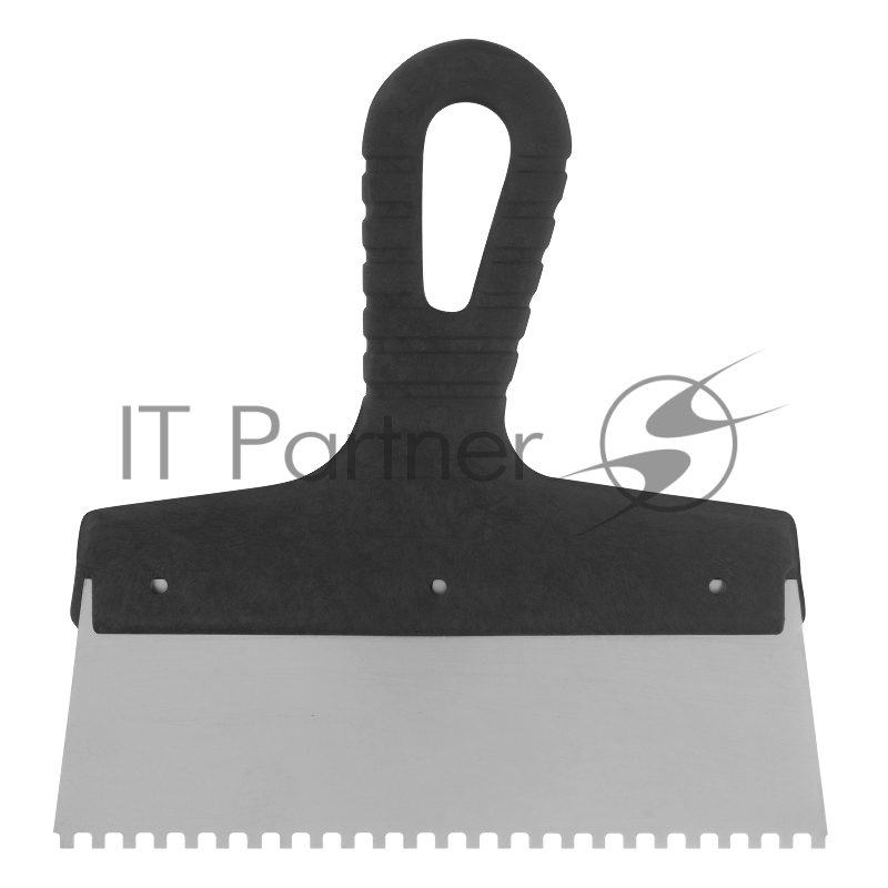 Шпатель из нержавеющей стали, 200 мм, зуб 4х4 мм, пластмассовая ручка// Сибртех