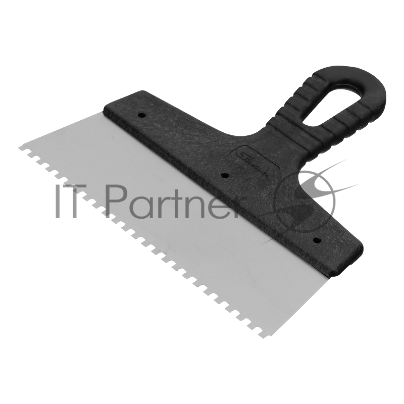 Шпатель из нержавеющей стали, 200 мм, зуб 4х4 мм, пластмассовая ручка// Сибртех