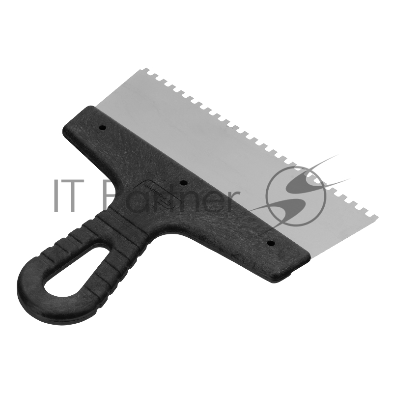 Шпатель из нержавеющей стали, 200 мм, зуб 4х4 мм, пластмассовая ручка// Сибртех