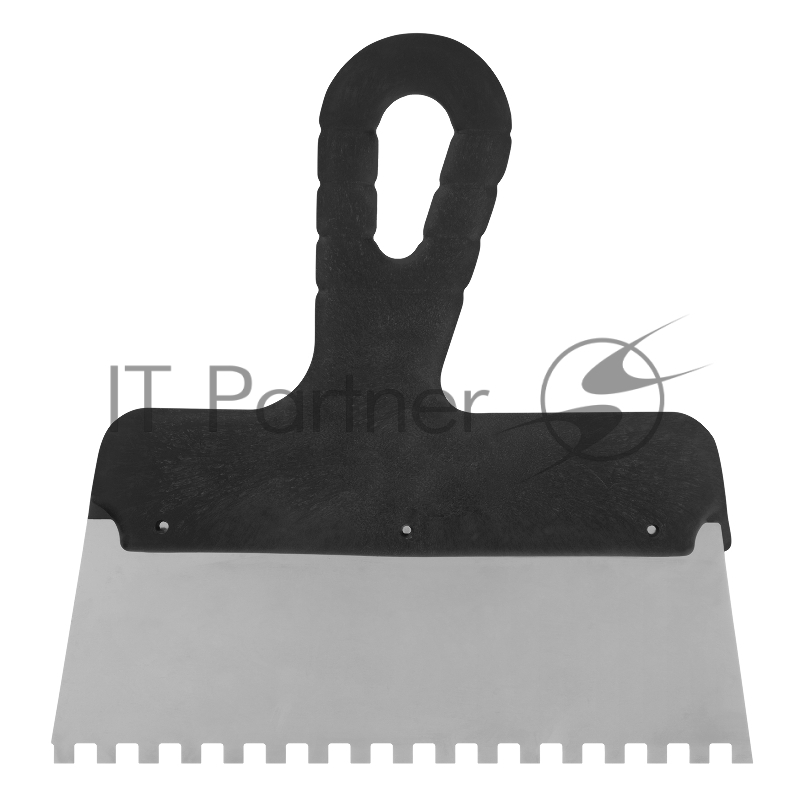 Шпатель из нержавеющей стали, 200 мм, зуб 6х6 мм, пластмассовая ручка// Сибртех