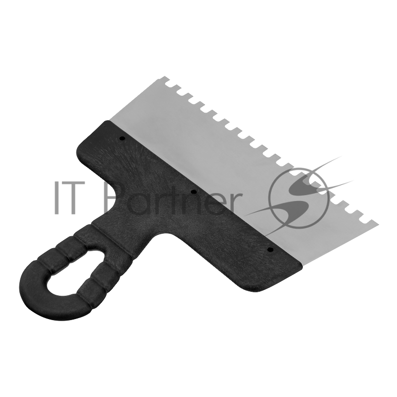 Шпатель из нержавеющей стали, 200 мм, зуб 6х6 мм, пластмассовая ручка// Сибртех