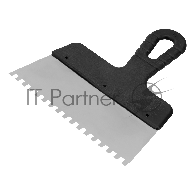 Шпатель из нержавеющей стали, 200 мм, зуб 6х6 мм, пластмассовая ручка// Сибртех