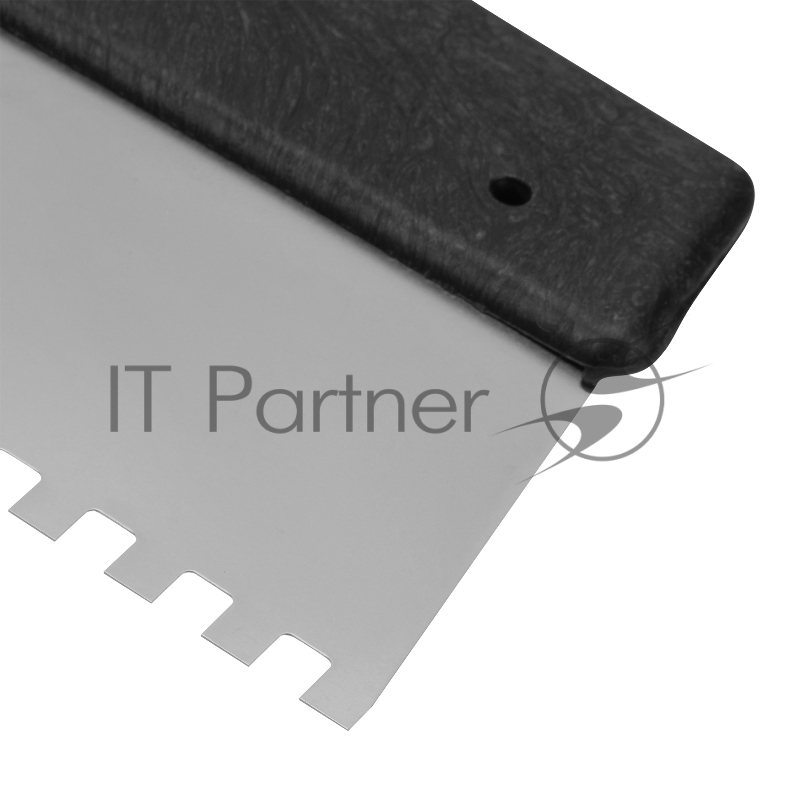 Шпатель из нержавеющей стали, 250 мм, зуб 10х10 мм, пластмассовая ручка// Сибртех