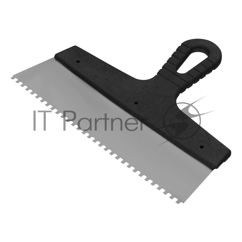 Шпатель из нержавеющей стали, 250 мм, зуб 4х4 мм, пластмассовая ручка// Сибртех