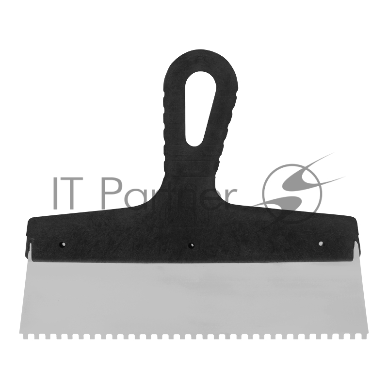 Шпатель из нержавеющей стали, 250 мм, зуб 4х4 мм, пластмассовая ручка// Сибртех