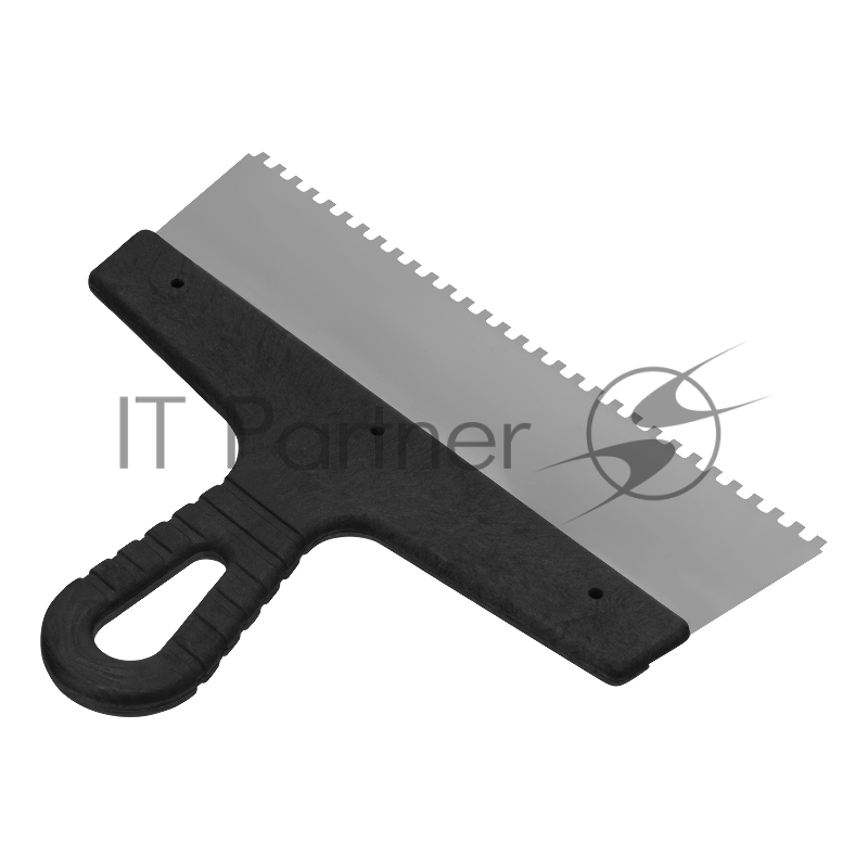 Шпатель из нержавеющей стали, 250 мм, зуб 4х4 мм, пластмассовая ручка// Сибртех