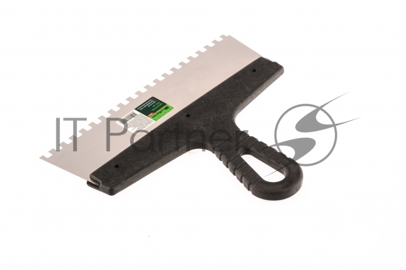 Шпатель из нержавеющей стали, 250 мм, зуб 6х6 мм, пластмассовая ручка// Сибртех