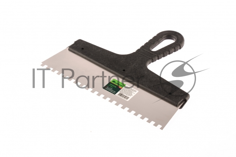 Шпатель из нержавеющей стали, 250 мм, зуб 6х6 мм, пластмассовая ручка// Сибртех