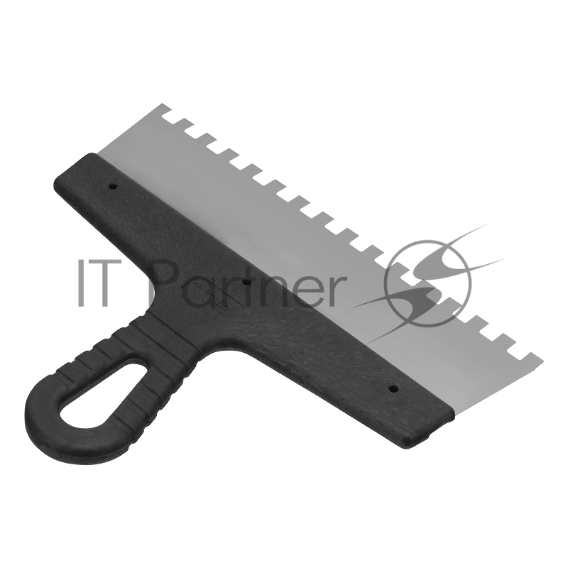 Шпатель из нержавеющей стали, 250 мм, зуб 8х8 мм, пластмассовая ручка// Сибртех