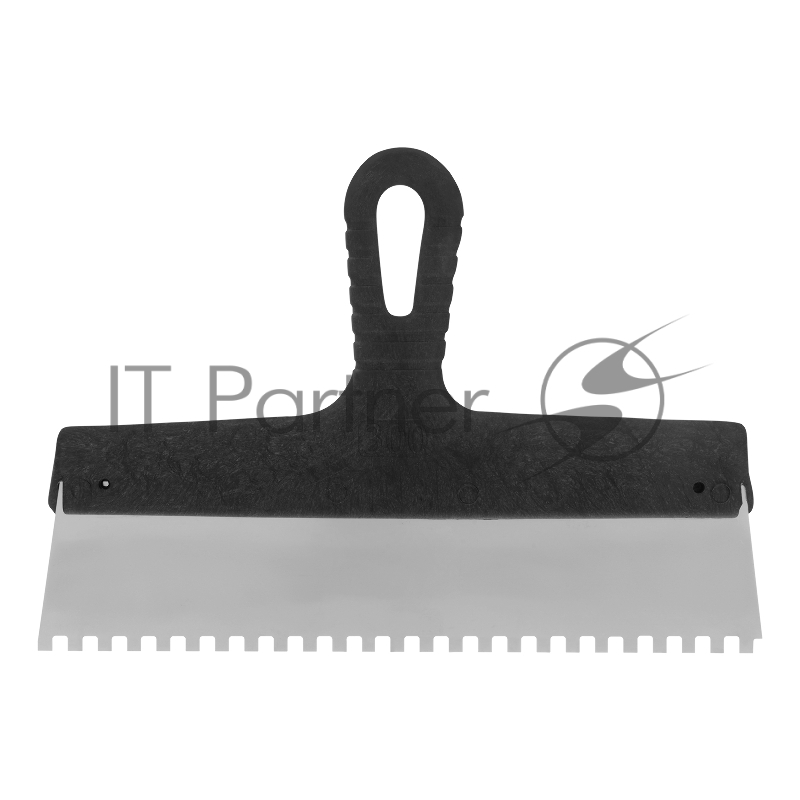 Шпатель из нержавеющей стали, 300 мм, зуб 6х6 мм, пластмассовая ручка// Сибртех