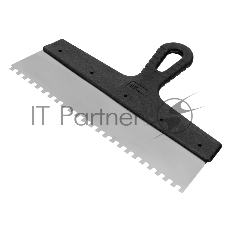 Шпатель из нержавеющей стали, 300 мм, зуб 6х6 мм, пластмассовая ручка// Сибртех