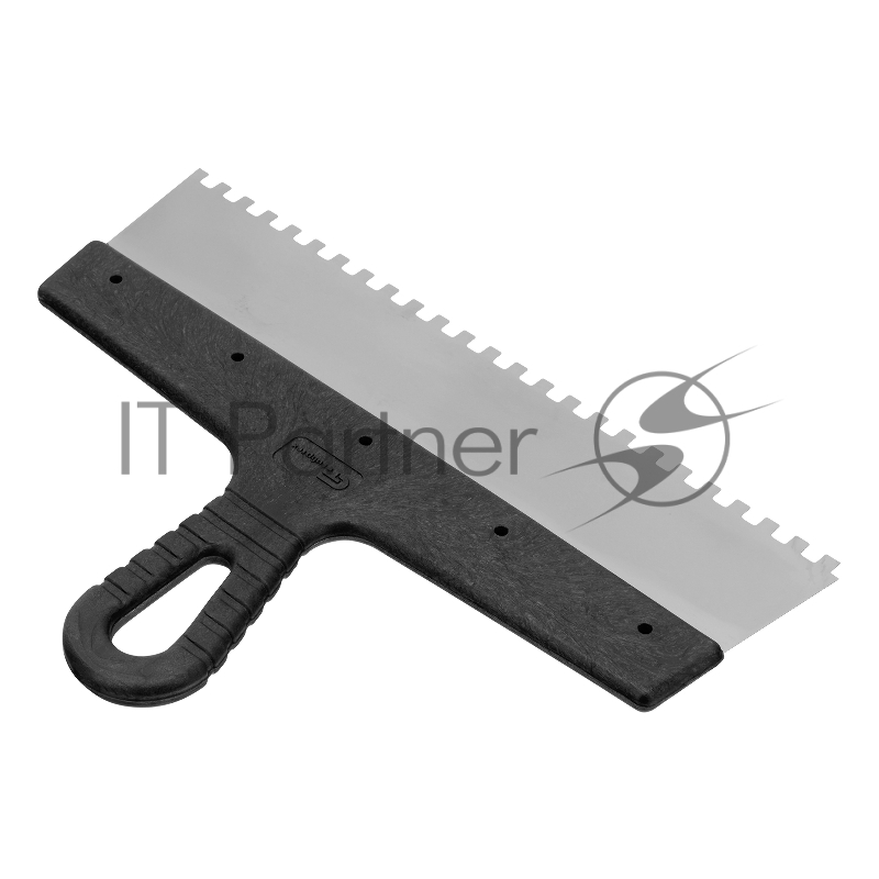 Шпатель из нержавеющей стали, 300 мм, зуб 6х6 мм, пластмассовая ручка// Сибртех