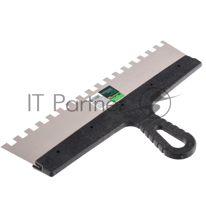 Шпатель из нержавеющей стали, 350 мм, зуб 10х10 мм, пластмассовая ручка// Сибртех