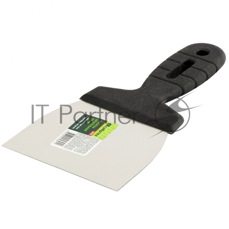 Шпательная лопатка из нержавеющей стали, 100 мм, пластмассовая ручка// Сибртех