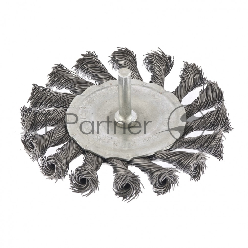 Щетка для дрели, 100 мм, плоская со шпилькой, крученая металлическая проволока 0,5мм// Сибртех