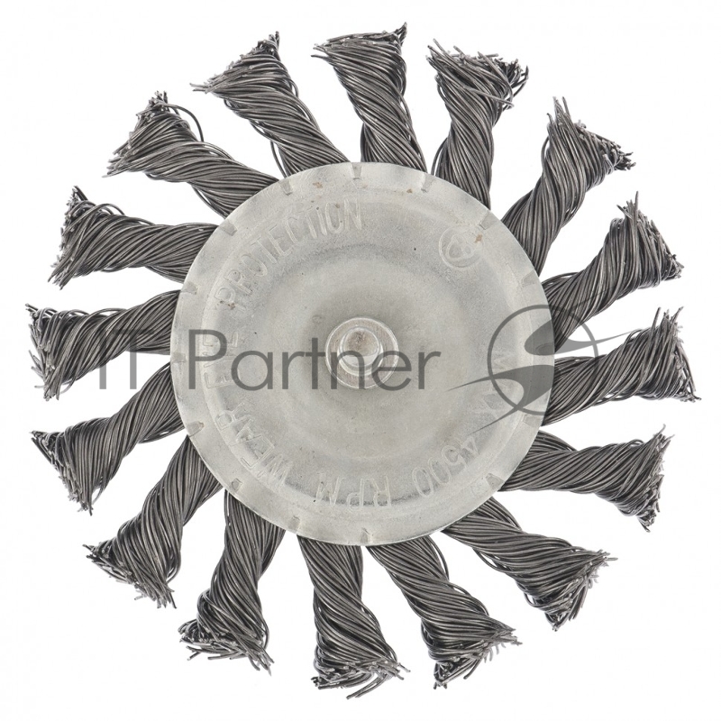 Щетка для дрели, 100 мм, плоская со шпилькой, крученая металлическая проволока 0,5мм// Сибртех