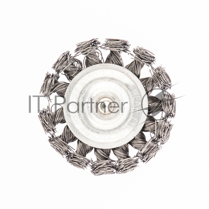 Щетка для дрели, 75 мм, плоская со шпилькой 6мм, крученая металлическая проволока 0,5 мм// Сибртех