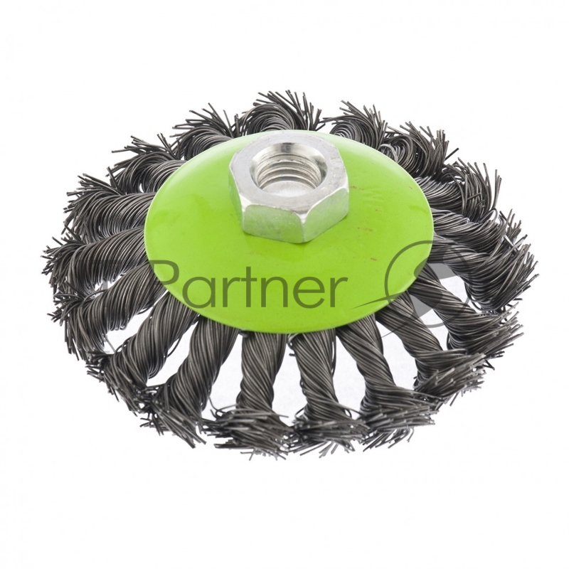 Щетка для УШМ, 100 мм, М14, Тарелка, крученая проволока 0,5 мм// Сибртех