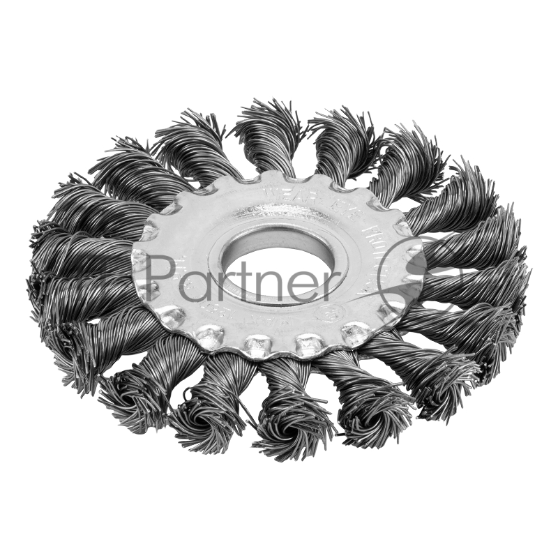 Щетка для УШМ, 100 мм, посадка 22,2 мм, Плоская, крученая проволока 0,5 мм// Сибртех