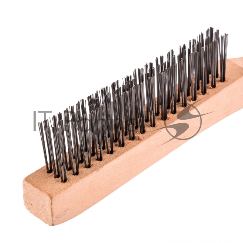 Щетка зачистная 3-х рядная, закаленная прямая проволока с деревянной ручкой// Сибртех