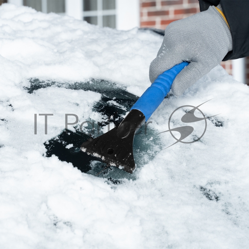 Щетка-сметка для снега со скребком, мягкая рукоятка, 425 мм// Сибртех