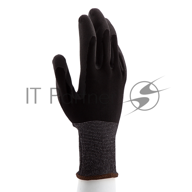 Перчатки трикотажные с черным полиуретановым покрытием, размер L, 15 класс вязки// Сибртех