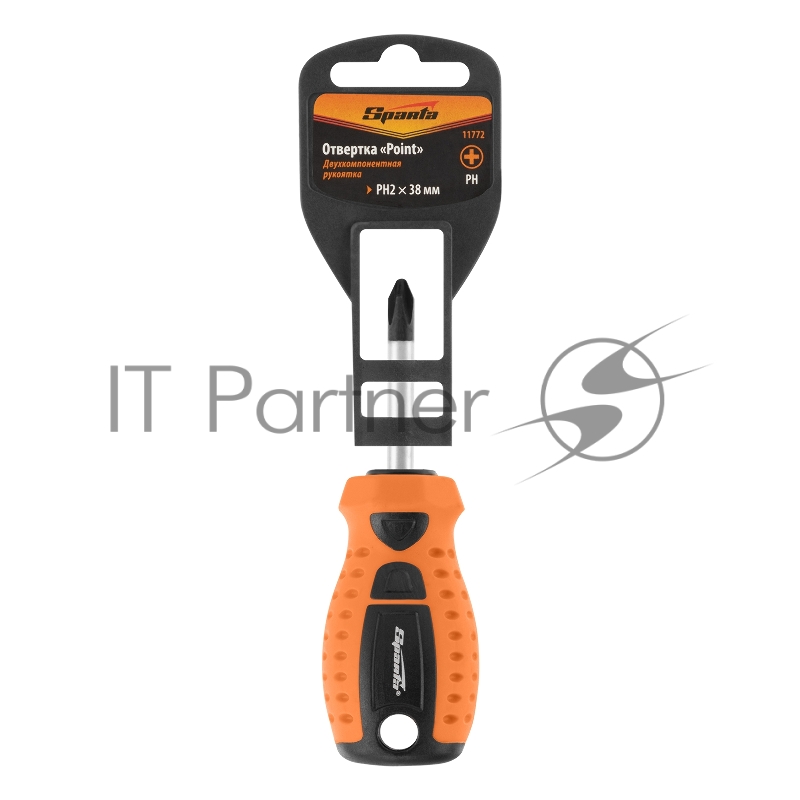 Отвертка Point, PH2 х 38 мм, 2-х компонентная рукоятка// Sparta