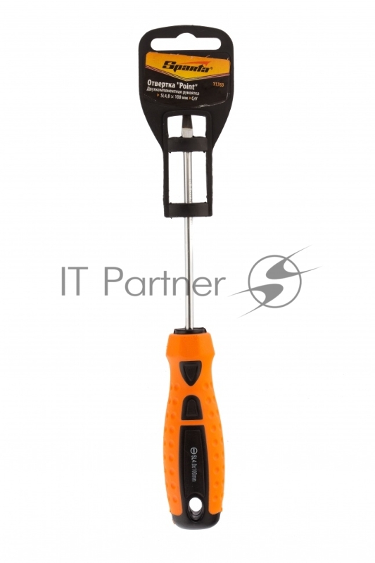Отвертка Point, SL4,0 х 100 мм, 2-х компонентная рукоятка// Sparta