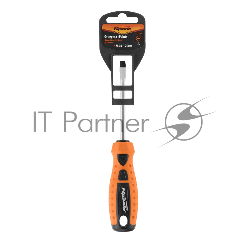 Отвертка Point, SL5,0 х 75 мм, 2-х компонентная рукоятка// Sparta