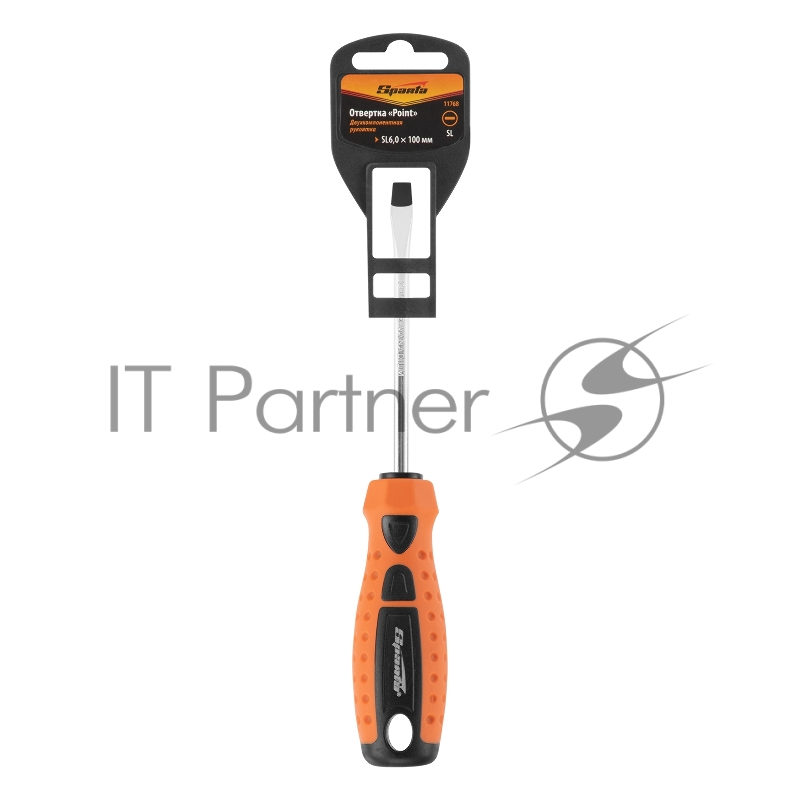 Отвертка Point, SL6,0 х 100 мм, 2-х компонентная рукоятка// Sparta