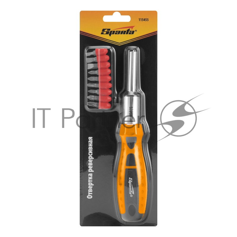 Отвертка реверсивная, набор бит, 10 шт., CrV// Sparta