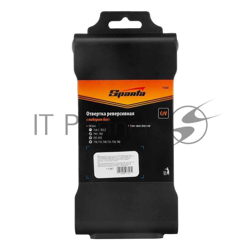 Отвертка реверсивная с набором бит, CrV, 12 шт.// Sparta