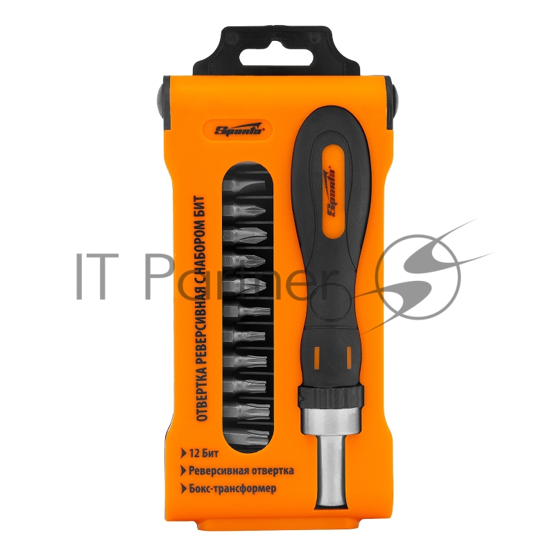 Отвертка реверсивная с набором бит, CrV, 12 шт.// Sparta