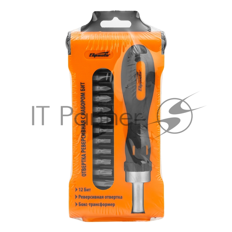 Отвертка реверсивная с набором бит, CrV, 12 шт.// Sparta
